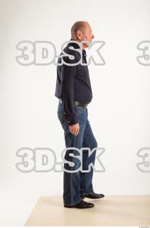 Walking pose blue deep shirt jeans of Ed 0008